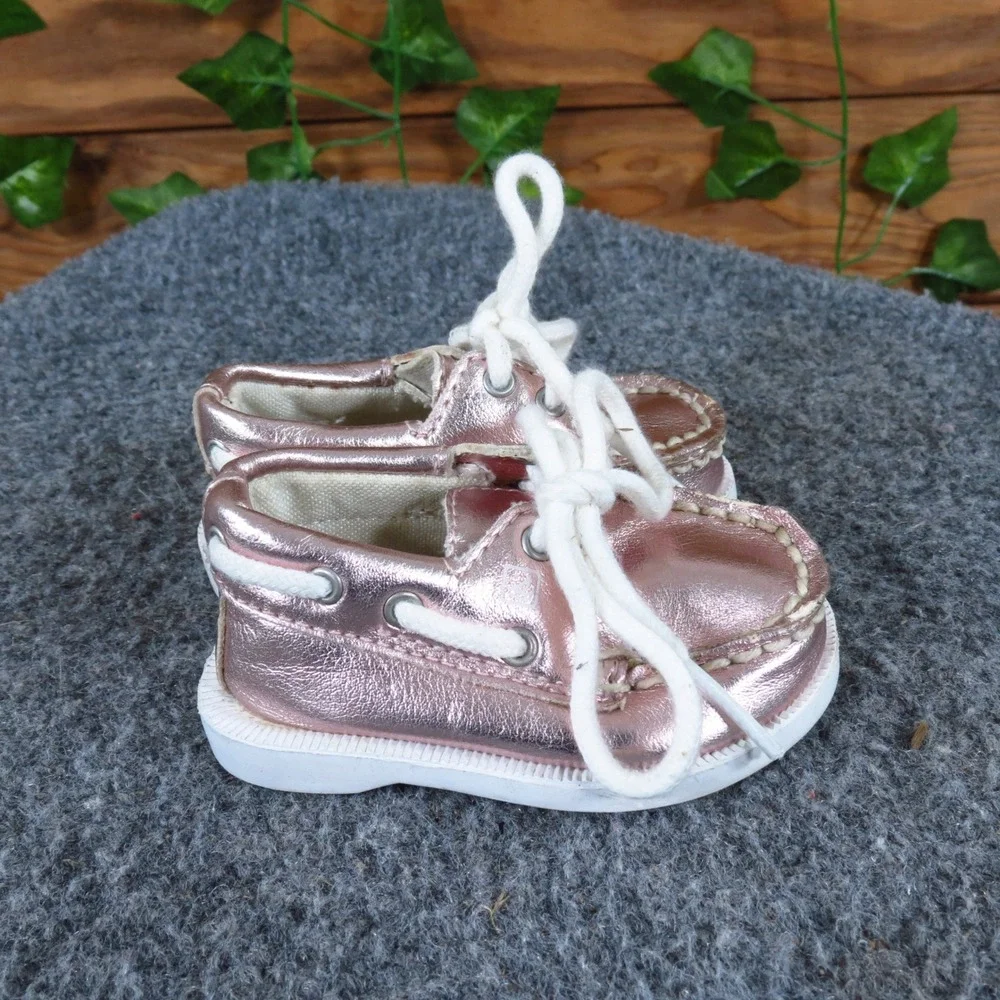 Sperry Top-Sider A/O Crib Toddler Girl‎ Boat Shoe Size 1 Metallic Pink Leather